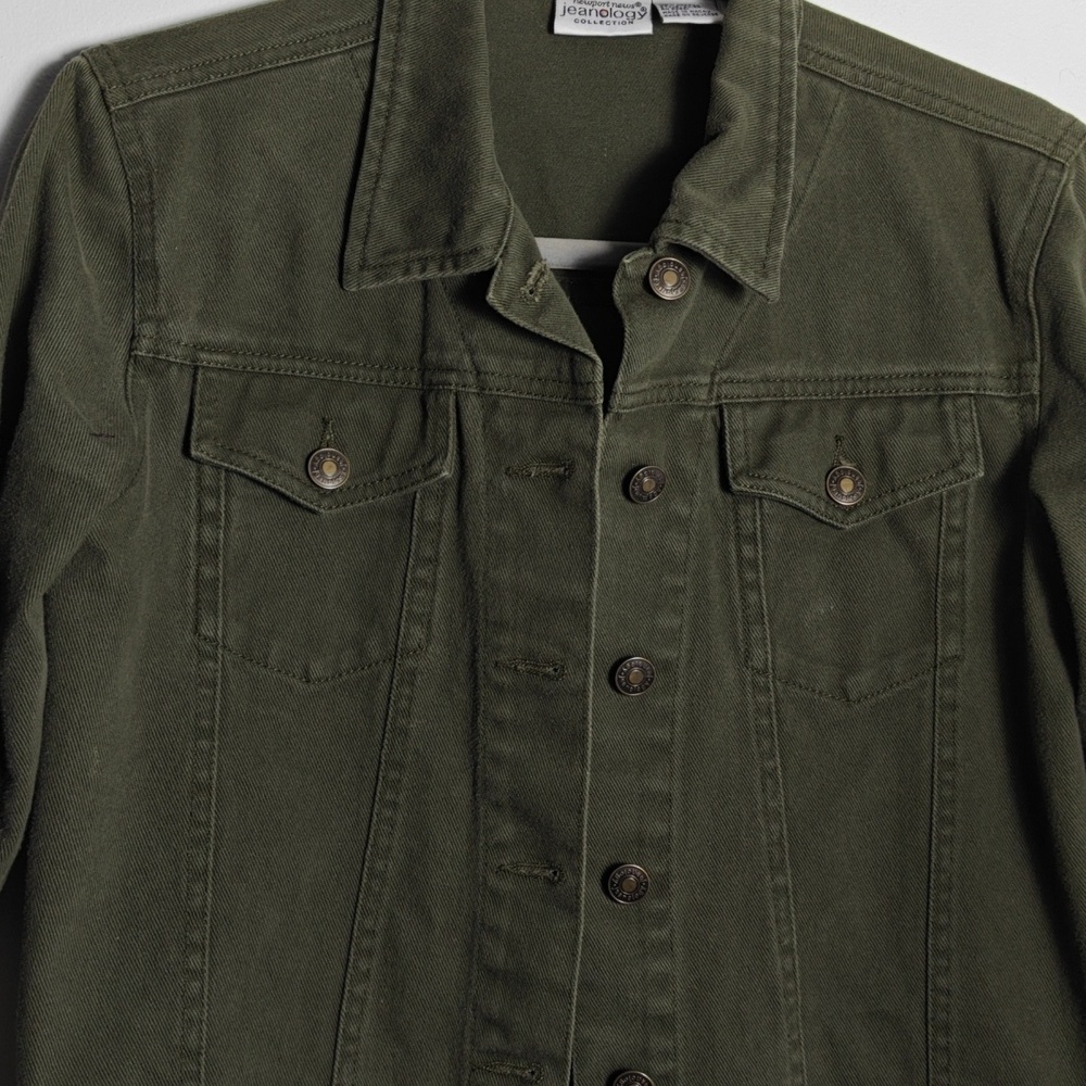 NEWPORT NEWS JEANOLOGY COLLECTION Olive Green Jean Jacket Size 4 - Picture 9 of 16